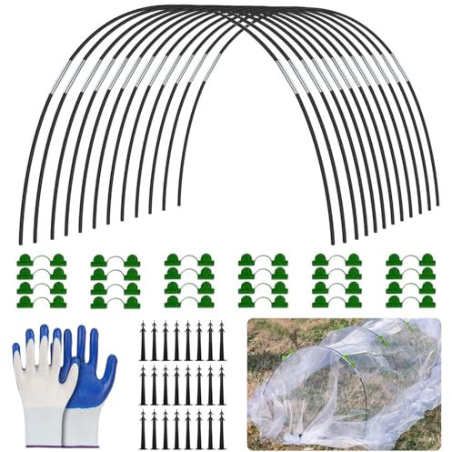 DAZZTIME Cerchi da Giardino per Serra,109 Pezzi Tunnel per Piante,Cerchi per Serra Tunnel Orto,con Guanti,Tunnel per Aiuole Rialzate,Pneumatici per Serra,per Tunnel da Giardino per Cortili.