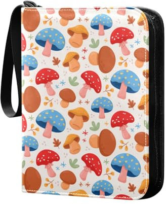 Herbstpilze Sammelkartenalbum 4 Taschen Kartenordner 50 Seiten 400 Karten PU Reißverschluss Kartenbinder Aufbewahrungshalter für Sportspielkarte