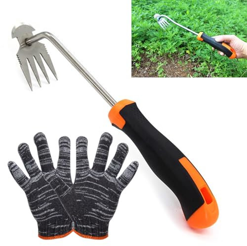 Ylinwtech Sarchiatrice Manuale,Indossare 1 Paio di Guanti,Sarchiatore Manuale da Giardinaggio con Manico,Sarchiatore Manuale da Giardinaggio,Tagliaerbacce,Sarchiatore,Sarchiatrice Manuale