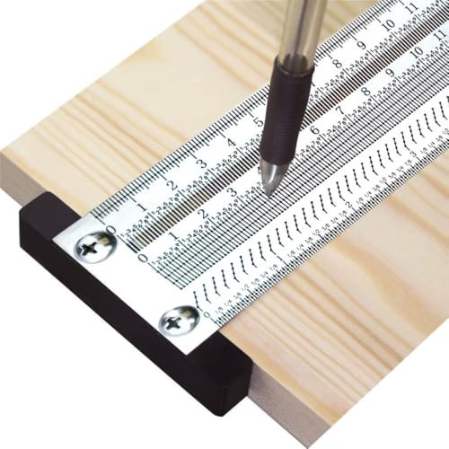 Xemnys Righello quadrato a T per scrittura, ultra precisione, in acciaio inox, per la lavorazione del legno, con fori, strumento di misurazione per falegnami, 300 mm