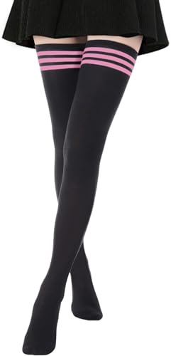 DRESHOW Damen Extra Lange Socken Überknie Lange Kniestrümpfe Overknee Strümpfe Retro Schüler Überknie Strick Socken