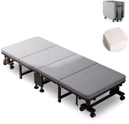 Klappbett Gästebett mit Matratze mit 360° Rädern Sechsfach Verstellbare Rückenlehne Tragbares Klappbett für Erwachsene Belastbarkeit 280kg(Gray C,190 * 90 * 30cm)