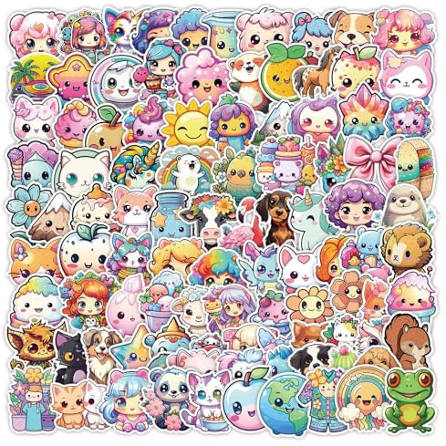 Autocollant Kawaii, 100 Pièces Stickers Kawaii, Vinyle Étanche Stickers, Autocollant Enfant, Autocollant Animaux, Autocollants Drôles, pour Bouteille D'eau Ordinateur Portable Skate