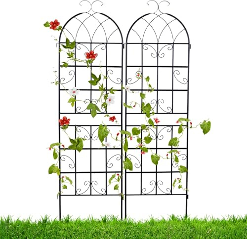 SOARS Rankgitter Metall 180cm/220cm, Rankhilfe 2er/4er Set, Blumengitter zum Stecken, Sichtschutz Garten, Pflanzengitter, Ranknetz für Kletterpflanzen (180 x 50 cm, 2)