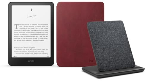 Kindle Paperwhite Signature Edition (Veröffentlichung 2024) mit 32 GB ohne Werbung, eine Amazon Premium-Lederhülle und eine kabellose Ladestation Made for Amazon