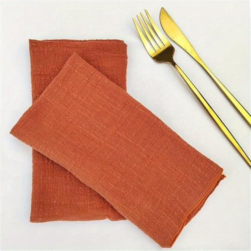 SYSUII 32x32cm 24 Stück Stoffservietten Baumwolle Musselin Servietten Stoff Tischservietten Abwaschbare Servietten Hochzeitsservietten für Party Geburtstag Cafe Restaurant Küche-Orange