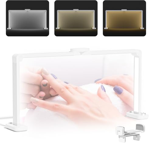 85cm Nail Desk Lamp 40W Quadratisch Halbmond-Lampe LED Nageltischlampe Dimmbar 3000k-6000k Einstellbare Faltbar Kosmetik Lampe mit Telefonhalter für Nail Tech, Wimpernverlängerung, Tattoo, Augenbrauen