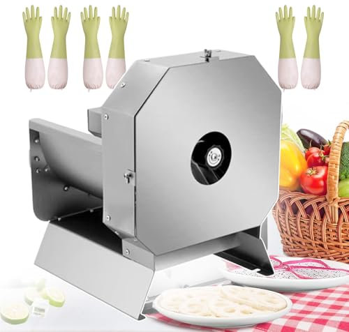 forplubossmmp Electric Vegetable Fruit Slicer + 3 Gloves | Electric Knives & Slicers 0~0.5inch | 2 IN 1 Electric and Manual Slicer | Pro Salad Slicer for Orange/Dragon Fruit/Apple/Carrot/Lemon,square