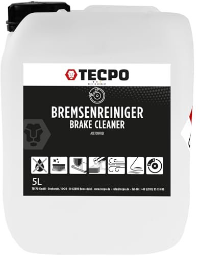 TECPO Bremsenreiniger, 5 Liter Kanister Brake Cleaner Entfetter Teilereiniger Montagereiniger Fettlöser - Zum Entfernen von Öle, Fette, Bremsabtreib und Schmutz (1x 5l)