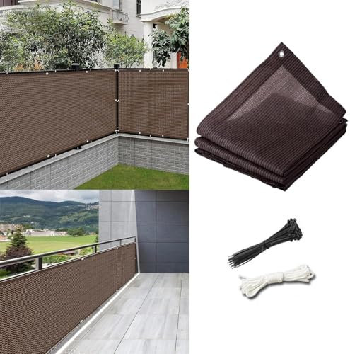 Brise-vue pour balcon, couverture de balustrade en polyéthylène haute densité, couverture de clôture en grillage contre la vue, coupe-vent, anti-UV, clôture de jardin, beige, 65 x 100 cm (26 x 39