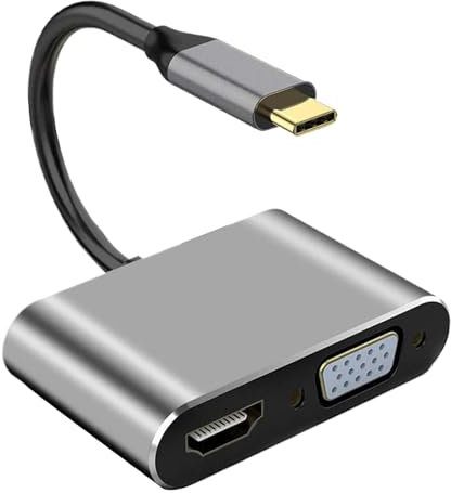 Adaptateur VGA USB C DVI VGA Charge 4K, USB C A HD Multimedia Interface/Adaptateur DVI/VGA Noyau de cuivre | HDTV Hub Portable pour Le Divertissement de Jeu