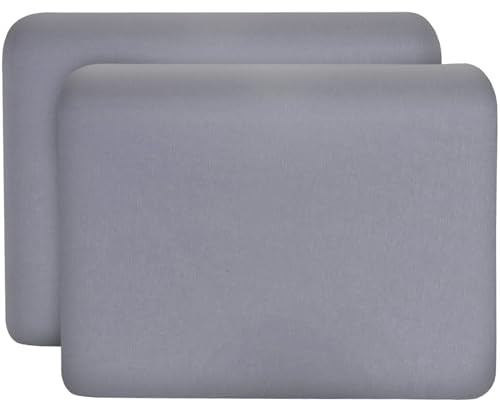 Kissenbezug Grau Doppelpack für Nackenkissen ONDA, 60° waschbar & bügelfrei | Mako-Baumwolle (Double Jersey), Bügelfrei & trocknergeeignet, Kissenhüllen 2er Set mit Reißverschluss, Oeko-Tex zertifiziert