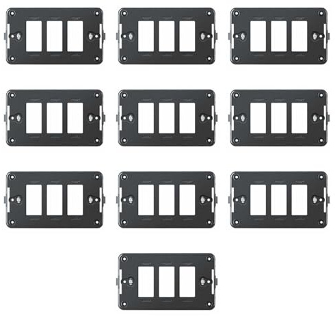 CONFEZIONE DA 10 SUPPORTI A 3 MODULI, PER CASSETTA SCATOLA 503, PER PLACCA A 3 POSTI, COMPATIBILE CON BTICINO MAGIC, SERIE TONDO', SERIE CIVILE, MASCHERINA