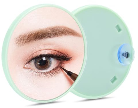 BTORER 5X Magnifying Makeup Mirror, Round Mirror Detachable 2 Suction Cups Use for Makeup Application - Tweezing – and Blackhead/Blemish Removal for Easy Mounting, Travel Essential (Green)