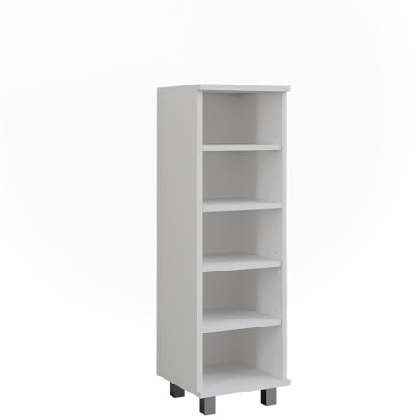 Vicco Midischrank Ilias, Weiß, 30.2 x 95 cm | mit 5 offenen Fächern, mit offenen Regalfächern zur übersichtlichen Aufbewahrung