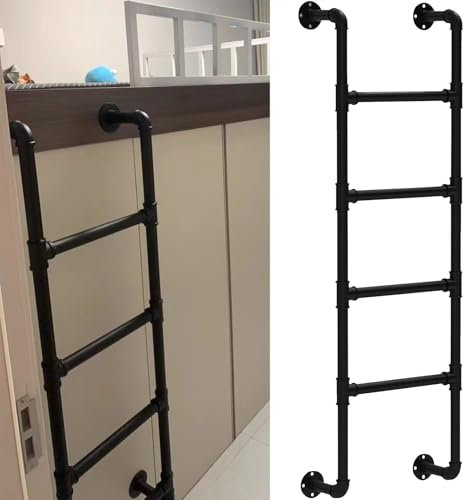 Escaliers de grenier et échelle de sortie de sous-sol, lit superposé en tuyau de fer robuste et échelle de montée double gain de place, échelle murale en métal pour loft, capacité de 150 kg (300 cm)