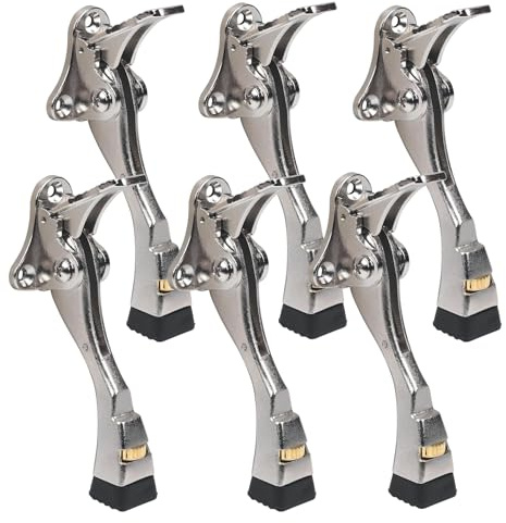 Robuster Kickdown-Türstopper, One-Touch-verstellbarer Kickdown-Türstopper für schwere Türen, 10,2 cm, Metall-Türständer mit Gummispitze und Wandschutz für breite Türen, 6 Stück