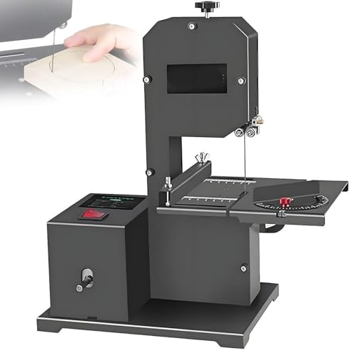 Sierra de cinta eléctrica de sobremesa,Con mesa de trabajo para metal inclinable a 45°,Para cortes a inglete y rectos,Para carpintería, manualidades y bricolaje,Altura de corte 70mm,800W