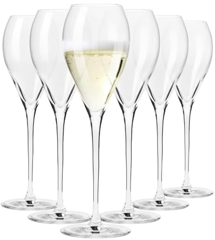 KROSNO | Verres pour prosecco, champagne et vin mousseux | Lot de 6 x 240 ml | Collection Divine | Noir effilé | Verre Crystalline sans plomb | Forme fine, pied stable | Pour lave-vaisselle