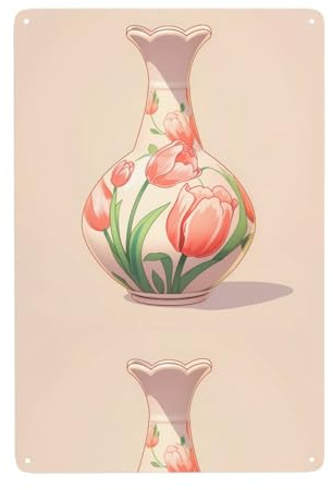WHJDPP Elegante vaso a tulipano Immagine Pittura decorativa in latta 20,3 x 30,5 cm Realizzato in banda stagnata, resistente all'usura e durevole