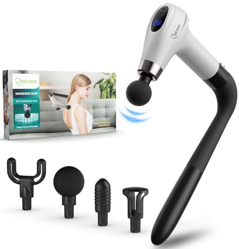 cotsoco Massage Gun with Upgraded Extension Handle, Percussion Deep Tissue Back Massager with 4 Massage Heads & 6 Speed Levels, Muscles/Neck/Shoulders/Waist/Legs Massager for Pain Relief, Gifts
