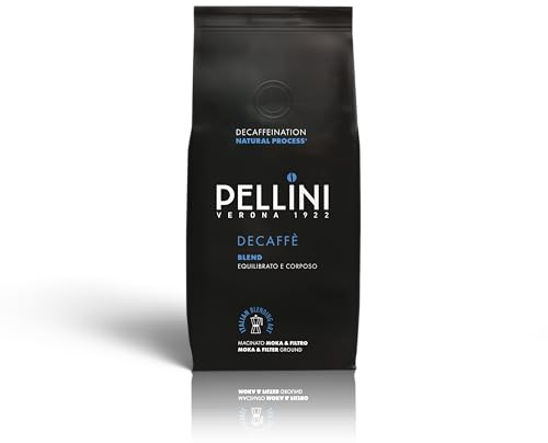 Pellini Decaffè Café Moulu Décaféiné pour Moka, 185 g | Notes de Fruits Secs, Torréfaction Lente, Espresso Italien Crémeux, Paquet Souple avec Valve de Fraîcheur