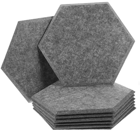EPIGEIST 8pcs Hexagonal Felt Acoustic Panels Sound Dampening Soundproofing Noise Isolation for Walls Deep Grey Crack and Fade Resistant