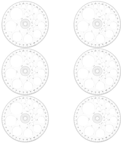 HAPINARY 6 Pezzi Goniometro Circolare Trasparente 360° in Plastica Righello Professionale per Disegno Tecnico Progettazione e Misurazione Angoli Strumento di Precisione per Scuola e