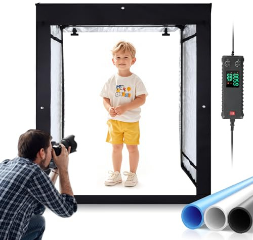 Bi-Color LED Photo Light Box 47x20x55in, Dimmable LEDs Product Photography Lighting Tent with High CRI>98, 3 Colors Backdrops for Large Product Photography (Clothes/Furniture/Artwork)