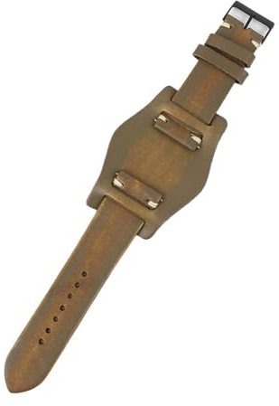 Vintage handgjord äkta läder klockarmband med matt kohud läderrem 22 mm 24 mm 26 mm ersättning för klockor, 24mm, Acetat, Inga ädelstenar