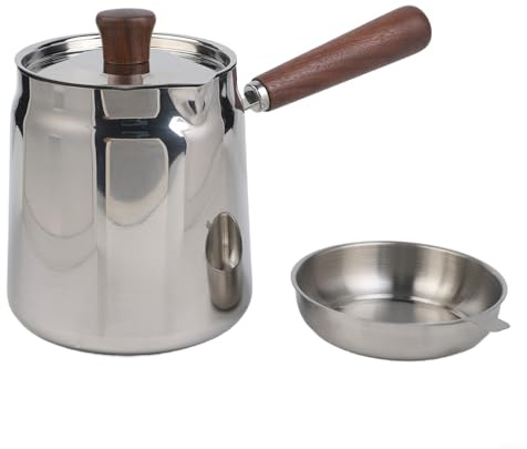 Friteuse en acier inoxydable avec panier à mailles fines et poignée en noyer pour une friture efficace et un drainage de l'huile sur les cuisinières à gaz à induction (A-1)