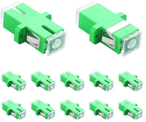 PNGKNYOCN SC APC Female-to-SC APC Female Single-Mode Fibre Coupler, Green, Suitable for FTTH/Telecom Networks (12-Pack) (Green, APC)