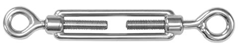 Amig - Tensor de Anilla Anilla de Cuerpo Roscado Mod.30125 de Acero Inoxidable - De Doble Ojo Perfecto para Tensar Cables Metálicos o Alambres, Toldos, Lonas o Velas - Medida: Tornillo M5 x 70 mm.