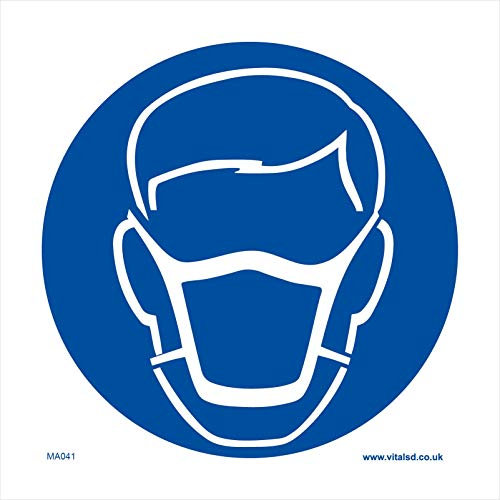 MA041 Masks Must Be Worn SIGN employees workers breathing face protection 900mm x 900mm Sticker/Sav - White Background