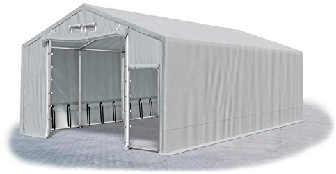 Das Company Lagerhalle 4x8x3m feuersicher grau wasserdicht ganzjährig Industriezelt Werkstatt 600g/m² PVC Winter SFR - Pavillon - Garagenzelt - Lagerzelt - Partyzelt