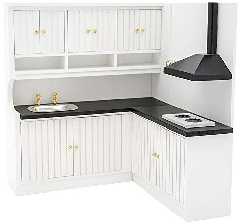 Odoria 1/12 Miniatur Küchenschrank Puppenhaus Küche Möbel Zubehör