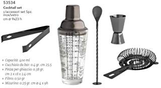 BRANDANI Cocktail Set C/Accessori Set 5 Pz Inox/Vetro