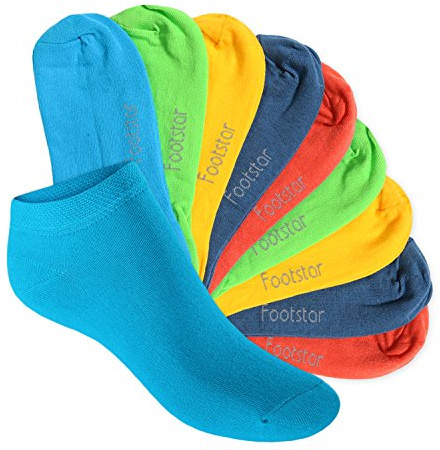 Footstar - Calzini corti della collezione “Sneak it!” per bambini, da sneakers (10 paia) Colori alla moda. 35-38