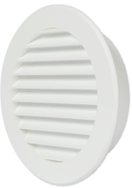 Vent Systems 100 mm / 4 Inch Round Soffit Vent Cover - White Louvered Plastic Grill Cover - Vent Grille with Screen Mesh - HVAC, Ducting, Pipe Air Supply Vents for Bathroom, Kitchen