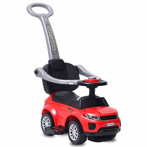 COIL Coche Antideslizante A Partir De 1 Año Con Barra Deslizante 614 W - Diseño 3 En 1 - Accesorios Bobby Car - Coche Con Barra Volante (Rojo)