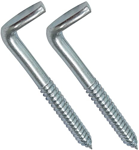 AERZETIX - C44754 - Juego de 2 - Tornillo roscado para madera - gancho en forma de L - escarpia para atornillar - Ø10x97mm - acero galvanizado - metal - bricolaje - renovación