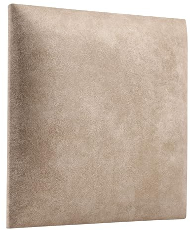 softwalls Wandkissen Vintage Kunstleder Creme 30x30cm - Gepolstertes Wandpaneel 50mm, Bett Kopfteil & Wandverkleidung, Klebemontage