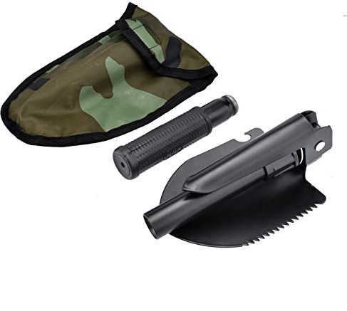 Multi-Tool Pieghevole Pala in Acciaio Inox Sopravvivenza Vanga Pieghevole Mini Pala Campeggio Strumento Nero