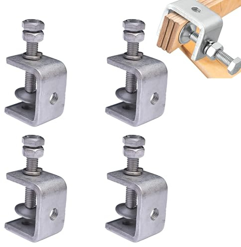 4 Stück C-Zwingen Set, Heavy Duty C-Clamp, Edelstahl Heavy Duty Clamp, Gebrauch Für Heimwerker, Holzbearbeitung und Befestigungsmaterial(Silber)