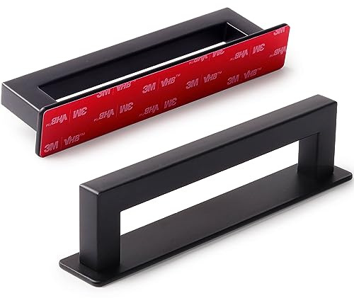 RVPEKUPE Adhesive Cabinet Handles Stick on Handle Self Stick Sliding Shower Door Handle 6 Black 1-Pack
