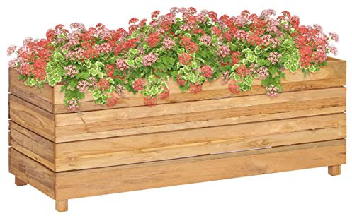 junzai Raised Garden Bed,Raised Planting Bed,Raised Garden Kits,Raised Bed 100x40x38 cm Recycled Teak and Steel