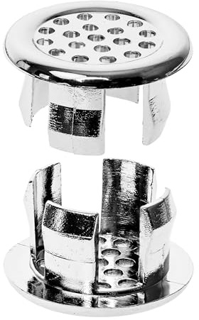 Washbasin overflow cover, 2 pcs, design 4 in high-gloss chrome, for washbasin hole with Ø 0.87-0.98 inside, washbasin hole rings replacement, ceramic washbasin drain cap bathroom, overflow cover