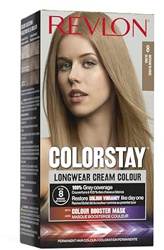 Revlon Colorstay Hårfärg för kvinnor, långvarig permanent hårfärg, inkluderar färgförstärkande mask, upp till 8 veckors färg, Nyans 8 Ljusblond