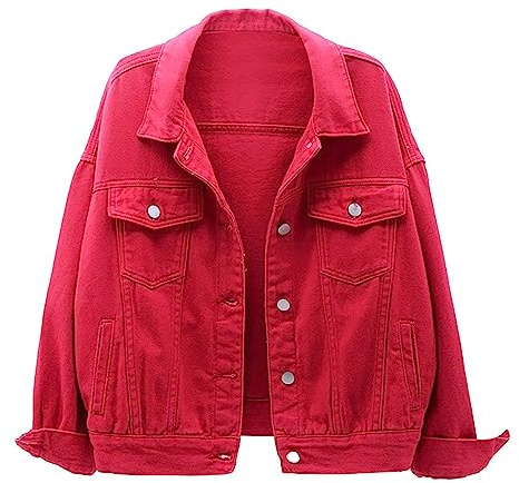 Rifuli # Chaqueta vaquera para mujer, talla grande, corta, holgada, vaquera, estilo camionero