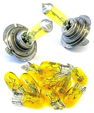 Yellow Aqua Vision SET - 2x H7 + 10x W5W Leuchtmittel 12V Glühlampen Halogen Auto Lampen KFZ
